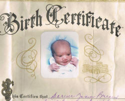 darrell's birth certificate